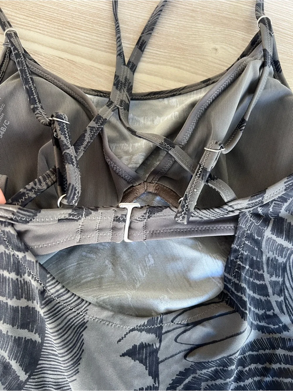 Athleta Green and Black Printed Spaghetti-Strap Tankini